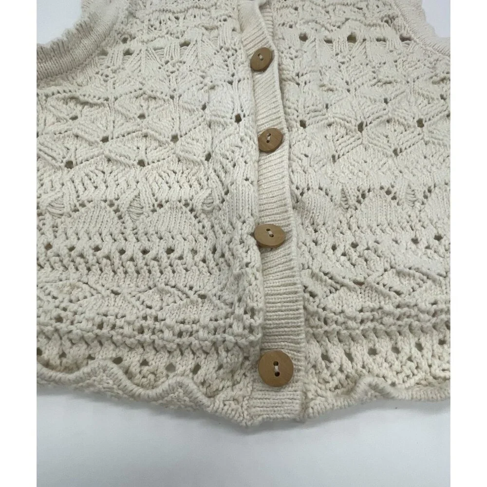 House of‎ Harlow 1960 Revolve Crochet Knit Crop Top L Beige Cotton Boho Hippie